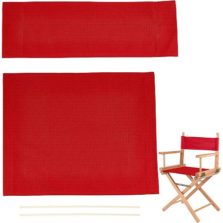 AHANDMAKER 1 Set Chair Replacement Canvas, Red Casual Directors Chair Cover Kit Replacement Canvas Seat and Back with Wood Stick Easy to Clean for Director Makeup Chair, 18.7x15.16/20.47x6.69 inch