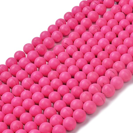 Arricraft Natural Howlite Beads Strands, Dyed & Heated, Round, Hot Pink, 12mm, Hole: 1mm, about 35pcs/strand, 15.94 inch(40.5cm)