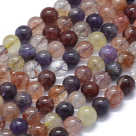 Honeyhandy Natural Auralite 23 Beads Strands, Round, 8mm, Hole: 1mm, about 47pcs/Strand, 15.75 inch(40cm)
