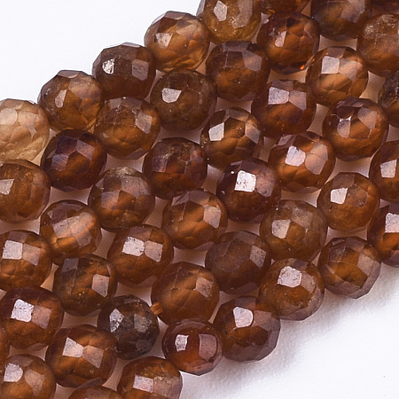 Arricraft Natural Orange Garnet Beads Strands, Faceted, Round, 3mm, Hole: 0.7mm, about 110pcs/strand, 15.16 inch(38.5cm)