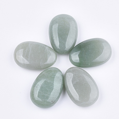 Honeyhandy Natural Green Aventurine Oval Palm Stone, Reiki Healing Pocket Stone for Anxiety Stress Relief Therapy, 45x30~31x14~15mm