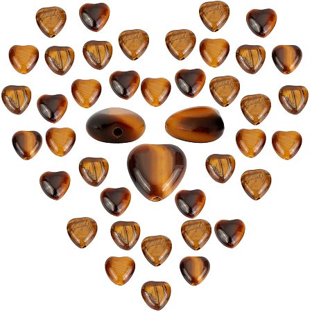 SUNNYCLUE 1 Box 40Pcs Heart Shape Tiger Eye Beads Gemstone Semi Precious Stone Loose Bead Healing Power Gemstone Beads for Adults DIY Necklace Bracelet Jewellery Making Crafts