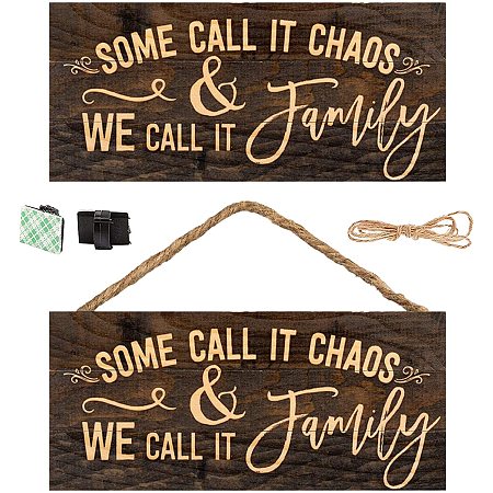 CREATCABIN Printed Wood Plaque Sign Some Call It Chaos We Call It Family Sign Plank Design Rustic Wall Art Hanging Decorations for Home Housewarming Livingroom Yard Patio Kitchen 10 x 5inch