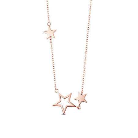 SHEGRACE 925 Sterling Silver Pendant Necklace, Carved with S925, Star, Rose Gold, 15.75 inch(40cm)