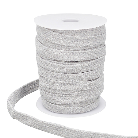 BENECREAT 27 Yards Light Grey Flat Replacement Cotton Cords, 5/8 inch Wide Hollow Soft Drawstring Draw Cord with Plastic Empty Spool, for Garment Accessories
