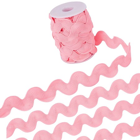 Gorgecraft 10 Yards Polyester Wavy Ribbon, Clothing Accessories, for Sewing and Art Craft Decoration, Pink, 3/4~1-3/8 inch(20~34mm)