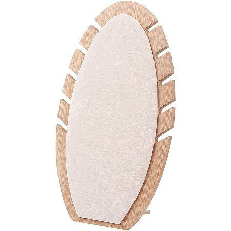 FINGERINSPIRE Oval Bamboo Jewelry Display Boards for Pendant Necklace, 10.6x6.3x0.5 Inch Necklace Display Craft Show Necklace Holder Necklace Display Stands Creamy White