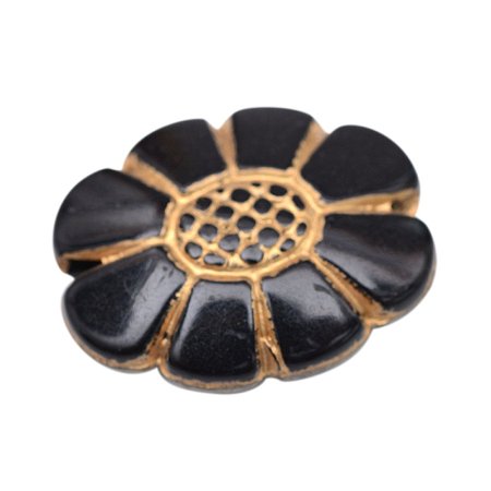 NBEADS 290pcs/500g Ridged Flower Plating Acrylic Beads Cream with Golden Metal Enlaced, Black