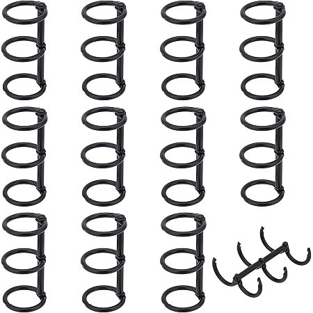 PandaHall Elite 12pcs Loose Leaf Binders Black 3-Rings Book Rings Metal Snap Split Hinged with 15.5 mm Inner Diameter Binder Clips for Notebook DIY Travel Diary Photo Album Scrapbooks Binding