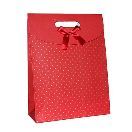 NBEADS 6PCS Valentine's Day Polka Dot Design Gift Shopping Bags for Party Gift Present Package, 16.5x12.5x5.6cm