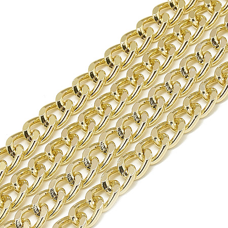 Honeyhandy Unwelded Aluminum Curb Chains, Gold, 9x7x1.8mm