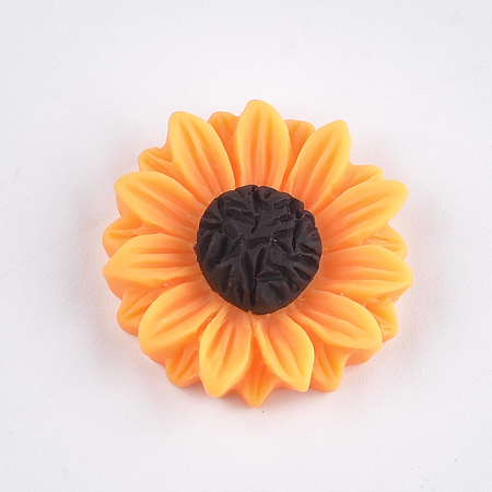 Honeyhandy Resin Cabochons, Sunflower, Dark Orange, 24x7mm