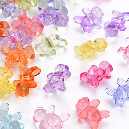 Honeyhandy Transparent Acrylic Beads, Bear, Mixed Color, 16x13x8.5mm, Hole: 2mm