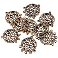PH PandaHall 100pcs Alloy Links Chandelier Components Flat Round Connector Charm Antique Bronze Charm Links for Necklace Dangle Earring Making