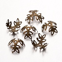 ARRICRAFT Antique Bronze Iron Bead Caps, Nickel Free, 3-Petal, about 13mm in diameter, 4mm thick, hole: 1mm, about 69pcs/10g
