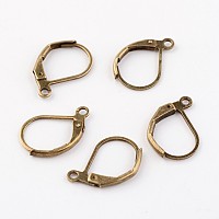 Honeyhandy Antique Bronze Brass Leverback Earring Findings, with Loop, Lead Free and Cadmium Free and Nickel Free, Size: about 10mm wide, 15mm long, hole: 1mm