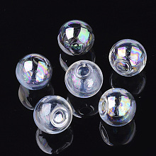 Honeyhandy Round Handmade Blown Glass Globe Ball Bottles, for Glass Vial Pendants Making, Clear AB, 14x13mm, Half Hole: 3.5~4mm