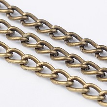 Honeyhandy Iron Twisted Chains Curb Chains, Unwelded, Antique Bronze Color, with Spool, Link: 4x6mm, 1mm thick, about 164.04 Feet(50m)/roll