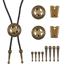 CHGCRAFT DIY Bolo Tie Jewelry Making Finding Kit, Including Iron Bolo Tie Slide Clasp, Zinc Alloy Slide Clasp & Cord Ends, Cone & Star Shape, Antique Bronze, 12Pcs/box