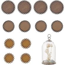 Arricraft 12 Pcs Mini Globe Bottle Base Cabochon, 3 Sizes Flower Iron Slide Charms Cabochon Settings Glass Hood Base for Glass Bottle Accessories 20/25/ 30mm Bronze