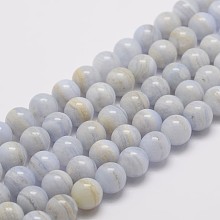 Honeyhandy Natural Blue Lace Agate Bead Strands, Grade AB, Round, 6mm, Hole: 1mm, about 63pcs/strand, 15.5 inch