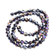 NBEADS 20 Strands AB Color Plated Bicone Black Glass Beads Strands with 4mm in diameter,Hole:1mm,about 83pcs/strand