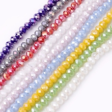 NBEADS Electroplate Glass Beads Strands, AB Color, Faceted, Rondelle, Mixed Color, 4x3mm, Hole: 1mm; about 138pcs/strand, 16.5"