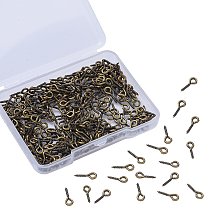 Honeyhandy Iron Screw Eye Pin Peg Bails, For Half Drilled Beads, Antique Bronze, 10x4x1mm, Hole: 2mm, 300pcs/box