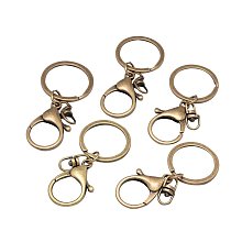 NBEADS 100 Pcs Iron Lobster Clasp Key Chains, Antique Bronze, 68mm