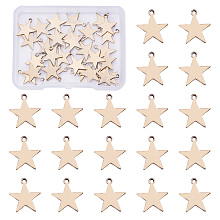 BENECREAT 30 Pack Stamping Blanks Brass Blank Pendants for Bracelet Earring Pendant Charms Dog Tags - 0.47x0.51, Star Shape