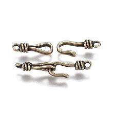 Honeyhandy Brass Hook and S-Hook Clasps, Connector Components for Jewelry Making, Long-Lasting Plated, Antique Bronze, Charms: 13.5x4.5x3mm, Hole: 1.4mm, Hook: 13.5x5.5x3mm, Hole: 1.4mm