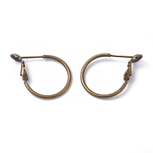 Arricraft Brass Hoop Earring Findings, Ring, Antique Bronze, 20x1.5mm, Pin: 0.6mm