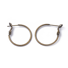 Honeyhandy Brass Hoop Earrings, Ring, Antique Bronze, 24x1.5mm, Pin: 0.7mm