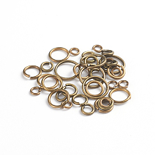 Honeyhandy Brass Jump Rings, Open Jump Rings, Antique Bronze, 4~10x0.8~1mm, Inner Diameter: 2.4~8mm