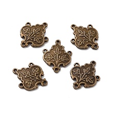 Honeyhandy Alloy Multi-Stand Links, Leaf, Antique Bronze, 22x17x2mm, Hole: 1.2mm