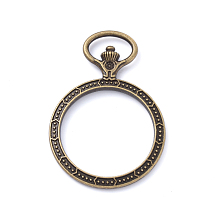 Honeyhandy Zinc Alloy Big Pendants, Open Back Bezel, for DIY UV Resin, Epoxy Resin, Pressed Flower Jewelry, Pocket Watch Bezel, Antique Bronze, 52x36x5mm, Hole: 13.5X8mm, inner diameter: 28.5mm