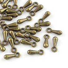 Honeyhandy Alloy Charms, Chain Extender Drop, Teardrop, Antique Bronze, 7x2.5x2mm, Hole: 1mm, about 5000pcs/bag