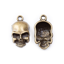 Honeyhandy Tibetan Style Alloy Pendants, Skull, Antique Bronze, 19x10x5mm