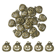 20Pcs Tibetan Style Halloween Pumpkin Jack-O'-Lantern Alloy Pendants, Lead Free & Cadmium Free, Antique Bronze, 18x16x3mm, Hole: 1.8mm