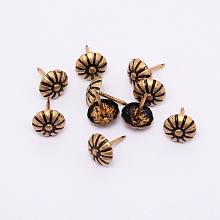 Honeyhandy Iron Nails, Sofa Foam Nails, for Furniture Decoration, Flower, Antique Bronze, 17x12mm, Pin: 1.4mm