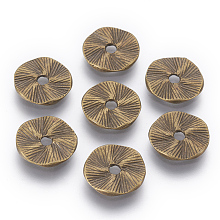 Honeyhandy Tibetan Style Alloy Beads, Cadmium Free & Nickel Free & Lead Free, Flat Round, Antique Bronze, about 13mm in diameter, 1mm thick, hole: 2.5mm