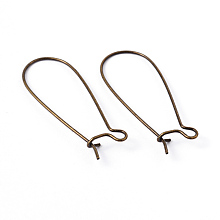 Honeyhandy Antique Bronze Plated Brass Hoop Earrings Findings Kidney Ear Wires Making Findings, Lead Free, Cadmium Free and Nickel Free, 20~21 Gauge, 33x14x0.7~0.8mm