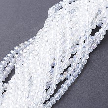 Arricraft Glass Bead Strands, Round, AB Color Plated, Clear AB, 6mm, Hole: 1mm, about 50pcs/strand, 13 inches