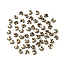 Honeyhandy Iron Crimp Beads Covers, Cadmium Free & Lead Free, Antique Bronze Color, Size: About 3mm In Diameter, Hole: 1.2~1.5mm