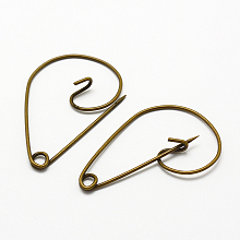 Honeyhandy Iron Brooch Findings, Kilt Pins, Antique Bronze, 24x37.5x4.5mm, Pin: 1mm