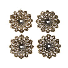 Honeyhandy Iron Links, Etched Metal Embellishments, Flower, Antique Bronze, 60x60x4mm, Hole: 3mm