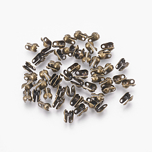 Honeyhandy Iron Bead Tips, Calotte Ends, Cadmium Free & Lead Free, Clamshell Knot Cover, Antique Bronze, 6x3.5mm, Hole: 1mm, 2.4mm inner diameter, about 305pcs/20g