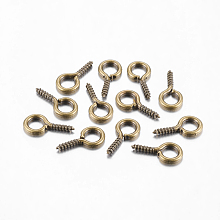 Honeyhandy Iron Screw Eye Pin Peg Bails, For Half Drilled Beads, Antique Bronze, 13x6.5x1.5mm, Hole: 4mm, Pin: 1.5mm