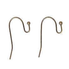 Honeyhandy Antique Bronze Brass Hook Ear Wire, Lead Free & Cadmium Free & Nickel Free, about 11mm wide, 22mm long, 0.75mm thick