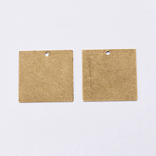 Honeyhandy Metal Tags, Brass Stamping Blank Tag Pendants, Square, Antique Bronze, 20x20x0.5mm, Hole: 1mm